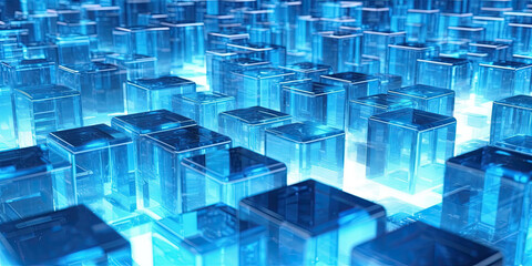 Abstract 3d background, colorful glowing cubes pattern texture. Generative AI