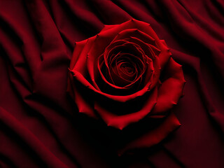 Macro shot of a beautiful blooming red rose. Generative AI