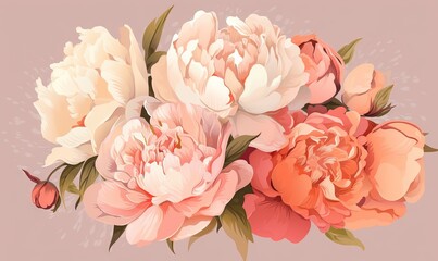  a bunch of flowers that are on a pink background with water droplets on it and a butterfly flying over them to the side of the flowers.  generative ai