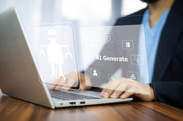 Fototapeta premium People are using website Artificial Intelligence Generate work and support resource data analysis for technology future