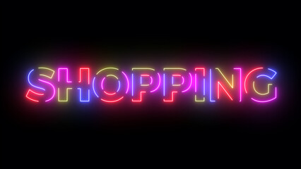 Shopping colored text. Laser vintage effect. Infinite loopable 4K animation
