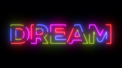 Dream colored text. Laser vintage effect. Infinite loopable 4K animation