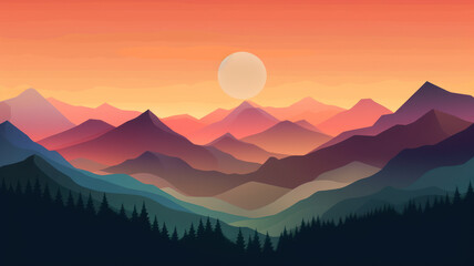 Calming abstract landscape with mountains in the background