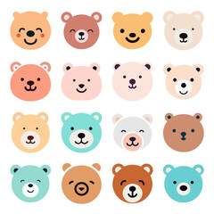 Cute Teddy bear cartoon collection. Vector illustration isolated on white background