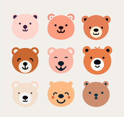Cute Teddy bear cartoon collection. Vector illustration isolated on white background