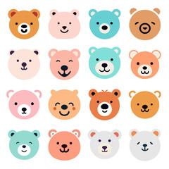 Cute Teddy bear cartoon collection. Vector illustration isolated on white background