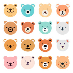 Cute Teddy bear cartoon collection. Vector illustration isolated on white background
