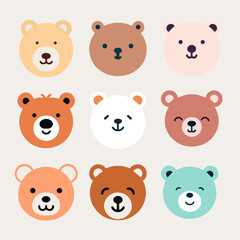 Cute Teddy bear cartoon collection. Vector illustration isolated on white background