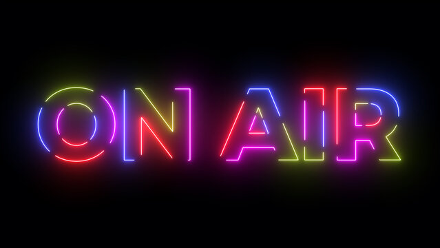 On air colored text. Laser vintage effect. Infinite loopable 4K animation