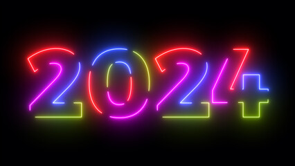 2024 colored text. Laser vintage effect. Infinite loopable 4K animation
