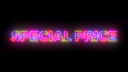 Special price colored text. Laser vintage effect. Infinite loopable 4K animation
