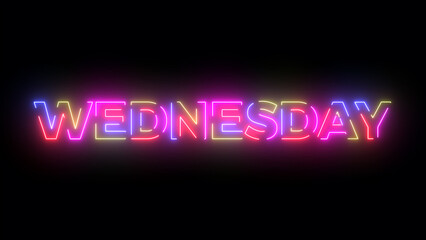 Wednesday colored text. Laser vintage effect. Infinite loopable 4K animation