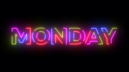 Obraz premium Monday colored text. Laser vintage effect. Infinite loopable 4K animation