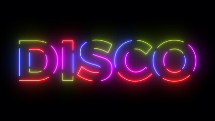 Disco colored text. Laser vintage effect. Infinite loopable 4K animation