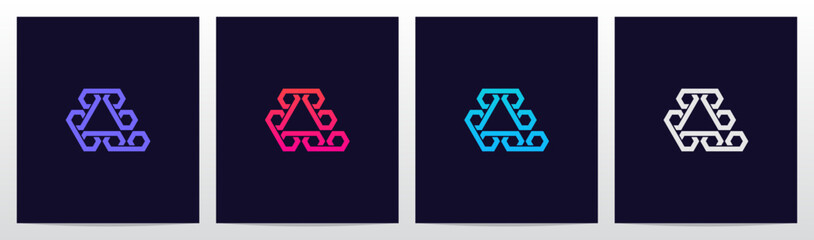 Hexagon Connected Letter Logo Design Q
