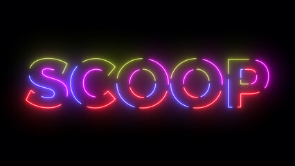 Scoop colored text. Laser vintage effect. Infinite loopable 4K animation