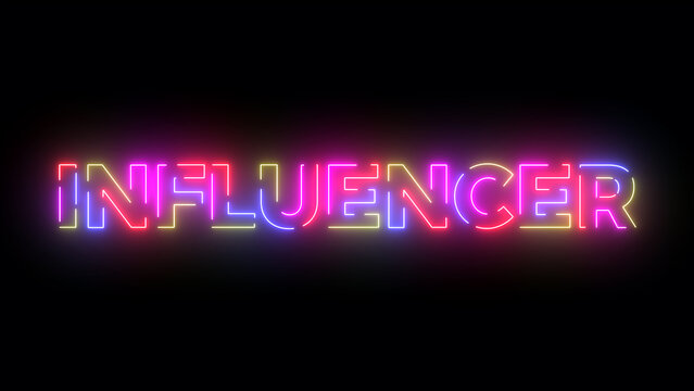 Influencer colored text. Laser vintage effect. Infinite loopable 4K animation