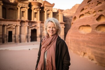 Fototapeta premium Portrait of a middle-aged woman in the ancient city of Petra, Jordan