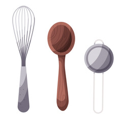 A corolla  wooden spoon and a strainer