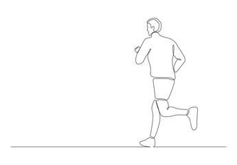 Continuous line drawing of a man doing running sport vector illustration. Premium vector.