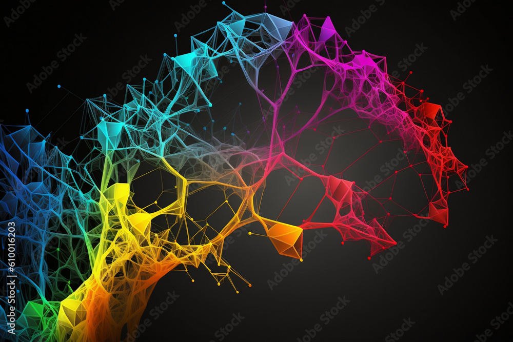 Wall mural abstract colorful background - plexus - illustration - ai generated