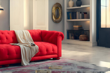 A beautifully furnished living room. Generative AI - obrazy, fototapety, plakaty