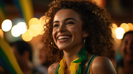 portrait of a brazilian ethnic diverse people celebrating - Illustration created with generative ai