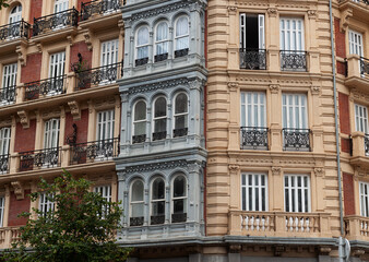 Fototapeta na wymiar Old building facades in Bilbao,