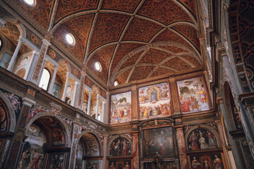 Fototapeta premium The painted interior with colorful frescoes of San Maurizio al Monastero Maggiore, Milan, Lombardy, Italy