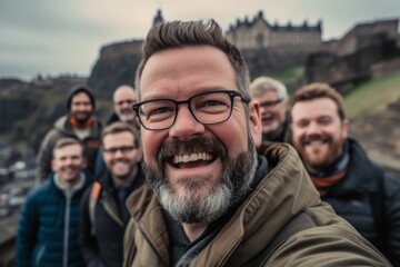 Portrait of a group of friends having fun in Edinburgh, Scotland
