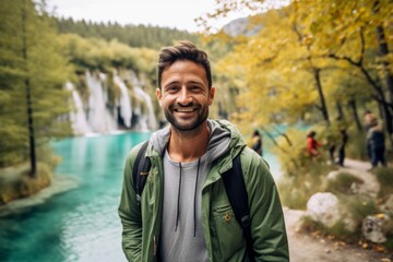 Handsome man in the Plitvice Lakes National Park, Croatia