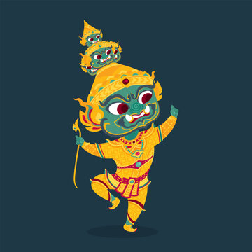 yak : thai traditional giant character design cultural art performance flat color