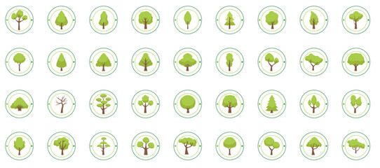 trees vector icon set