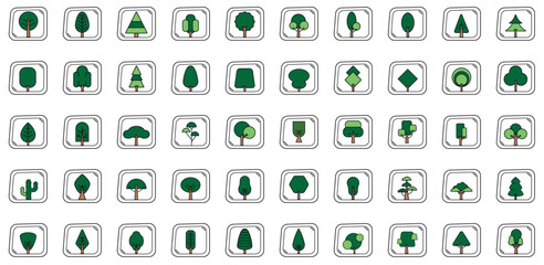 trees vector icon set