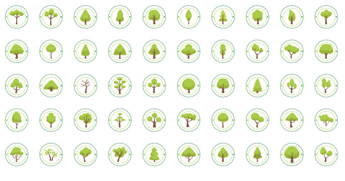 trees vector icon set