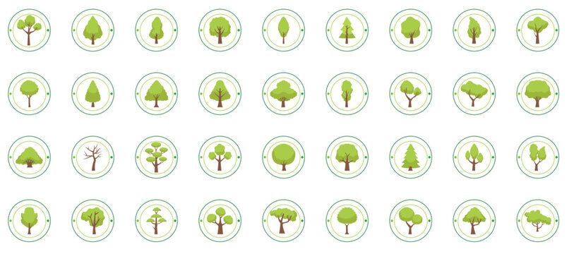 trees vector icon set