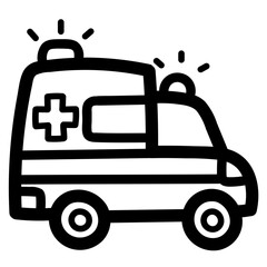 emergency car line icon style