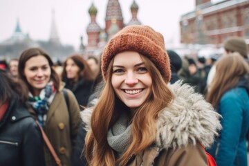 Unidentified people on Red Square in Moscow. Moscow is the capital and largest city of Russia.