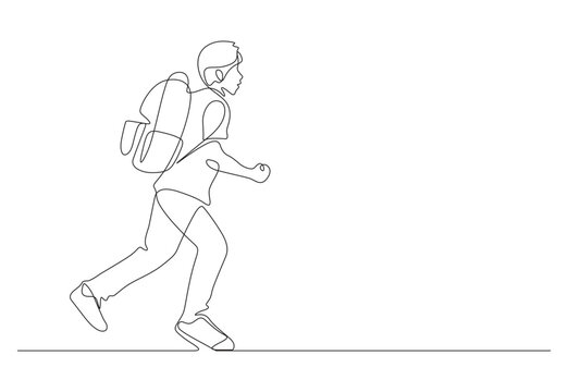  Continuous one line drawing of happiness student running vector illustration. Free vector.