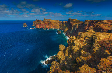 Fototapeta na wymiar Volcanic Sea Cliffs of Sao Lourenco Peninsula: Majestic Beauty and Geological Wonders, Madeira