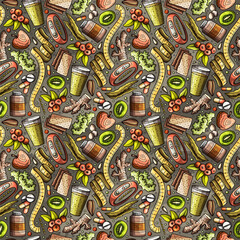 Cartoon cute doodles Diet food seamless pattern