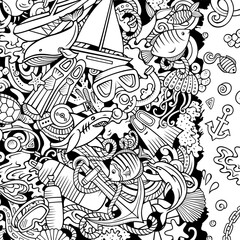 Diving cartoon vector doodles frame design.