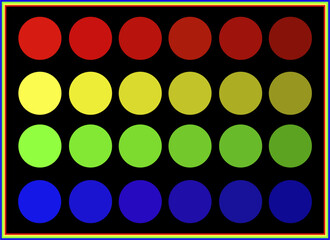 colorful in red yellow green blue circles