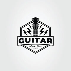 guitar electric logo or music band symbol vector illustration design