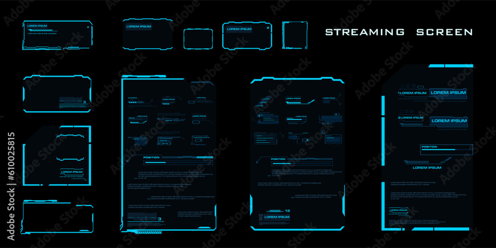 Fototapete Set of frames, callouts and titles. Modern dialog HUD interface elements for text and communication. Frame layouts for interfaces. Information blocks with frames