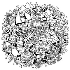 Puerto Rico cartoon doodle illustration