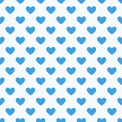 Seamless heart pattern on blue background.Simple white heart shape seamless pattern in diagonal arrangement. Love and romantic theme background.