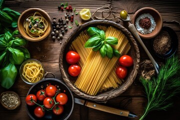 Obraz na płótnie Canvas stock photo of a spaghetti in the kitchen and stuff Food Photography AI Generated