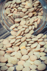 Green lentil seeds containing vitamins and minerals. Healthy eating