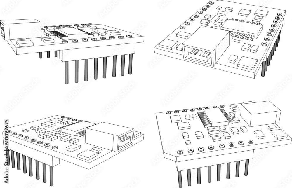 Sticker Illustration vector sketch of computer usb part